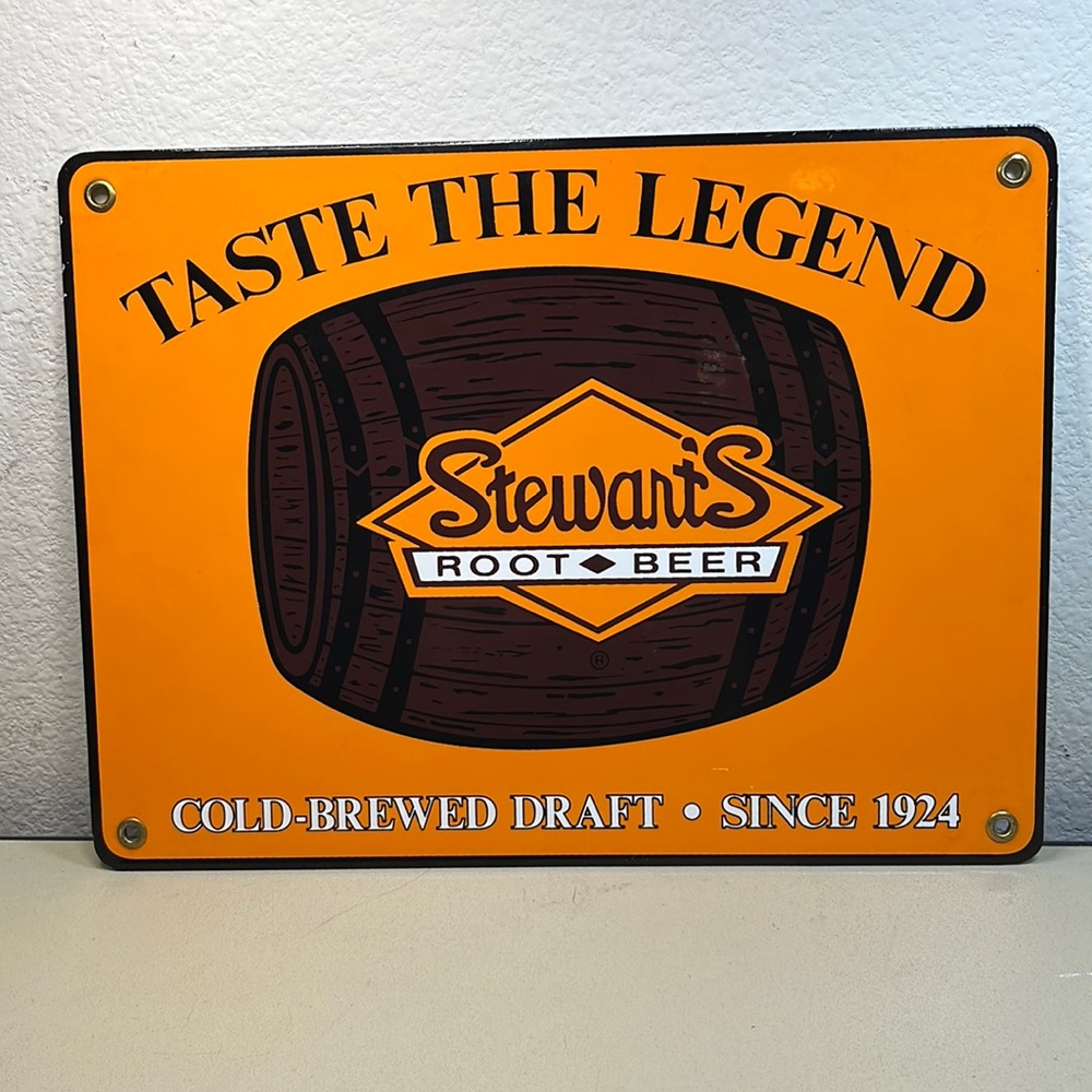 Taste the legend Stewart's Root Beer cold-brewed draft 1924 9" x 12" Metal Sign
